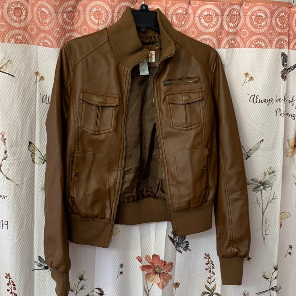 Back to SCHOOL SALE!! Brown LipStick Faux Leather Jacket